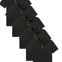Black (5-Pack) 20 5-Pack School Uniform Tagless Polo Tshirt for Little Boys & Big Boys